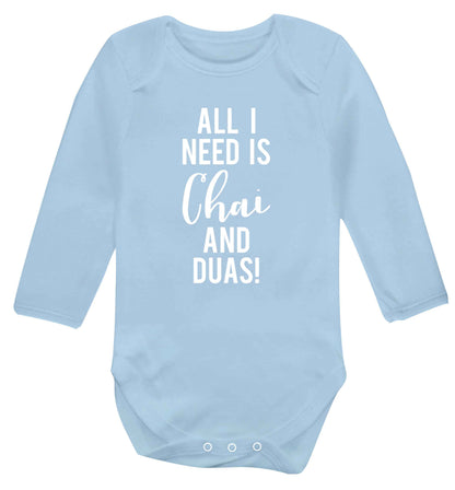 All I need is chai and duas Baby Vest long sleeved pale blue 6-12 months