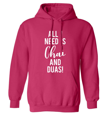 All I need is chai and duas adults unisex pink hoodie 2XL