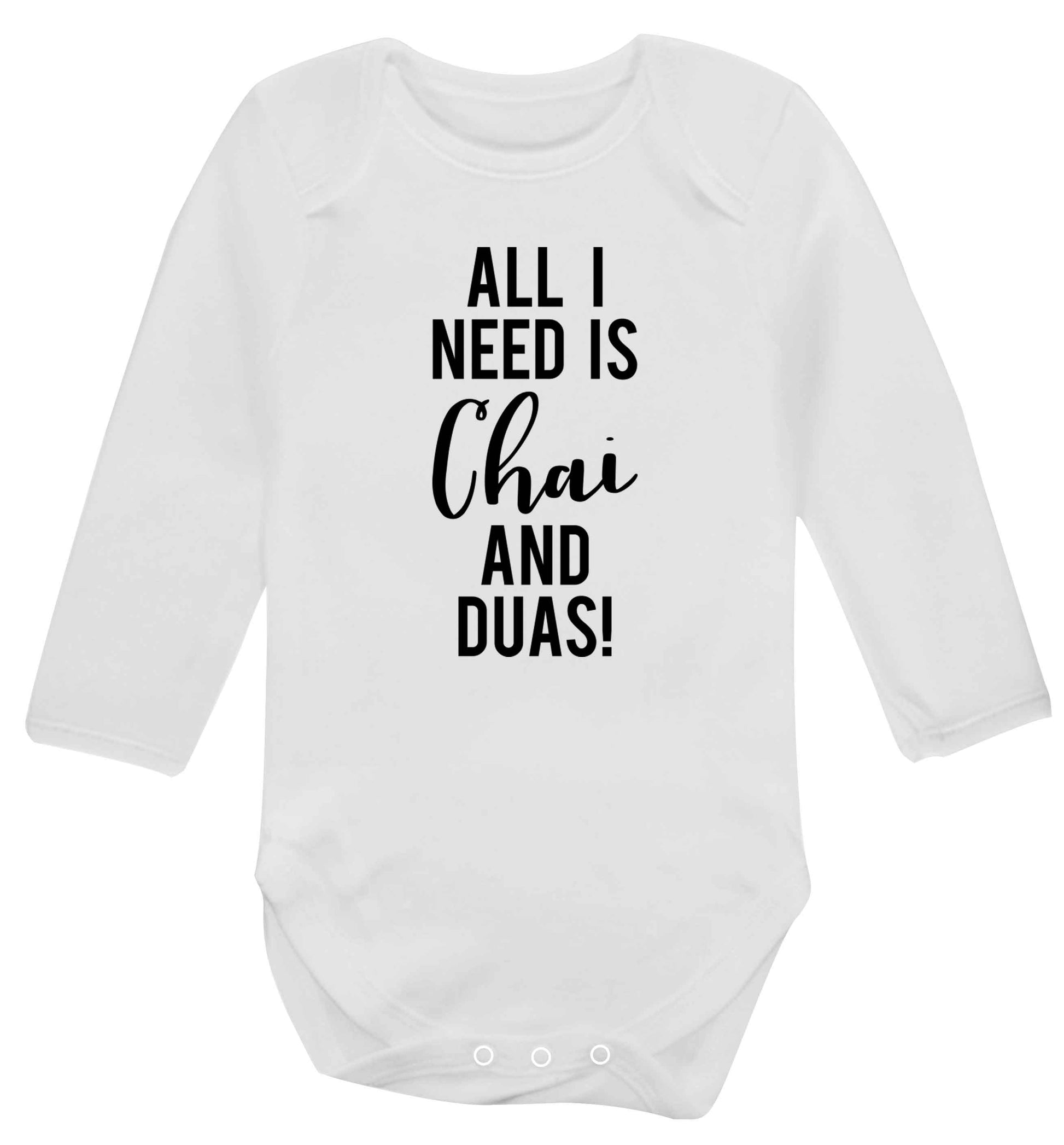 All I need is chai and duas Baby Vest long sleeved white 6-12 months