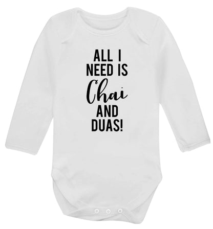 All I need is chai and duas Baby Vest long sleeved white 6-12 months
