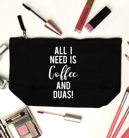 All I need is coffee and duas black makeup bag