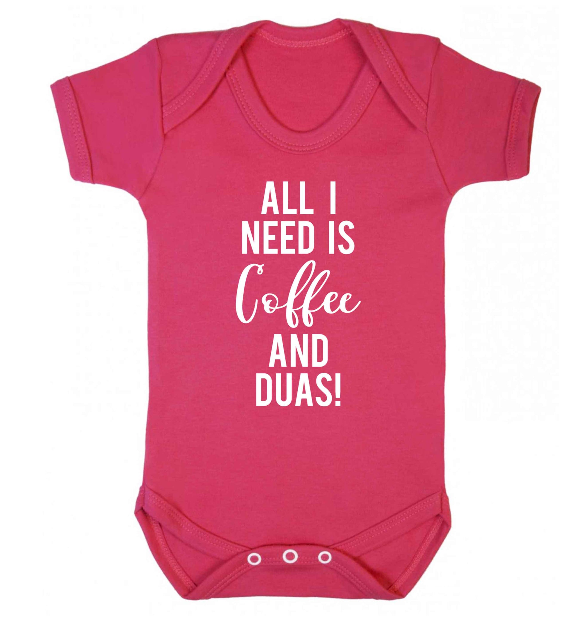 All I need is coffee and duas Baby Vest dark pink 18-24 months