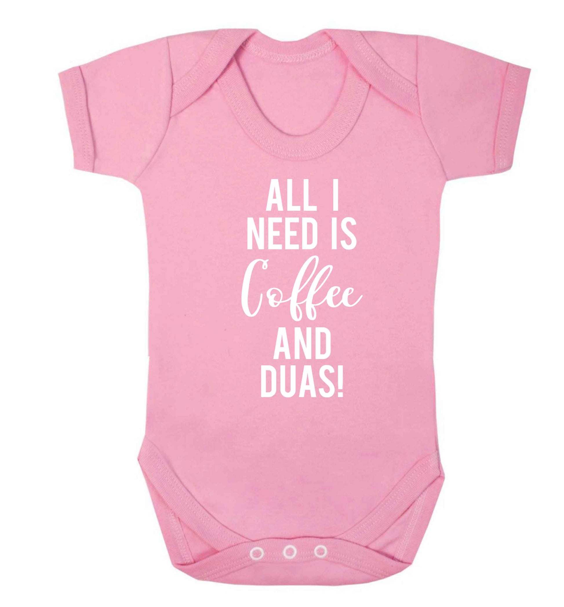 All I need is coffee and duas Baby Vest pale pink 18-24 months