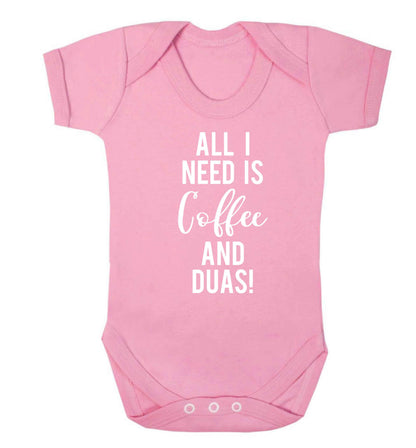 All I need is coffee and duas Baby Vest pale pink 18-24 months