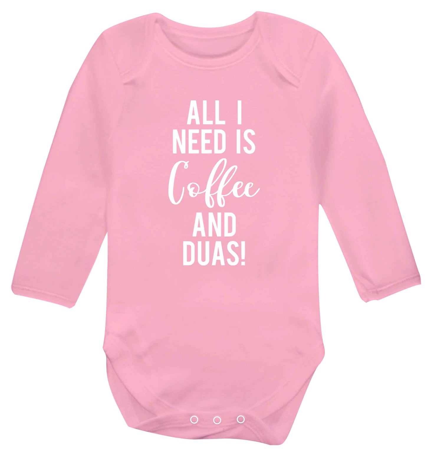 All I need is coffee and duas Baby Vest long sleeved pale pink 6-12 months