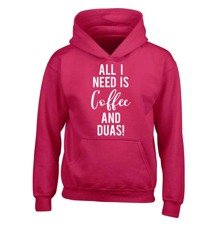 All I need is coffee and duas children's pink hoodie 12-13 Years