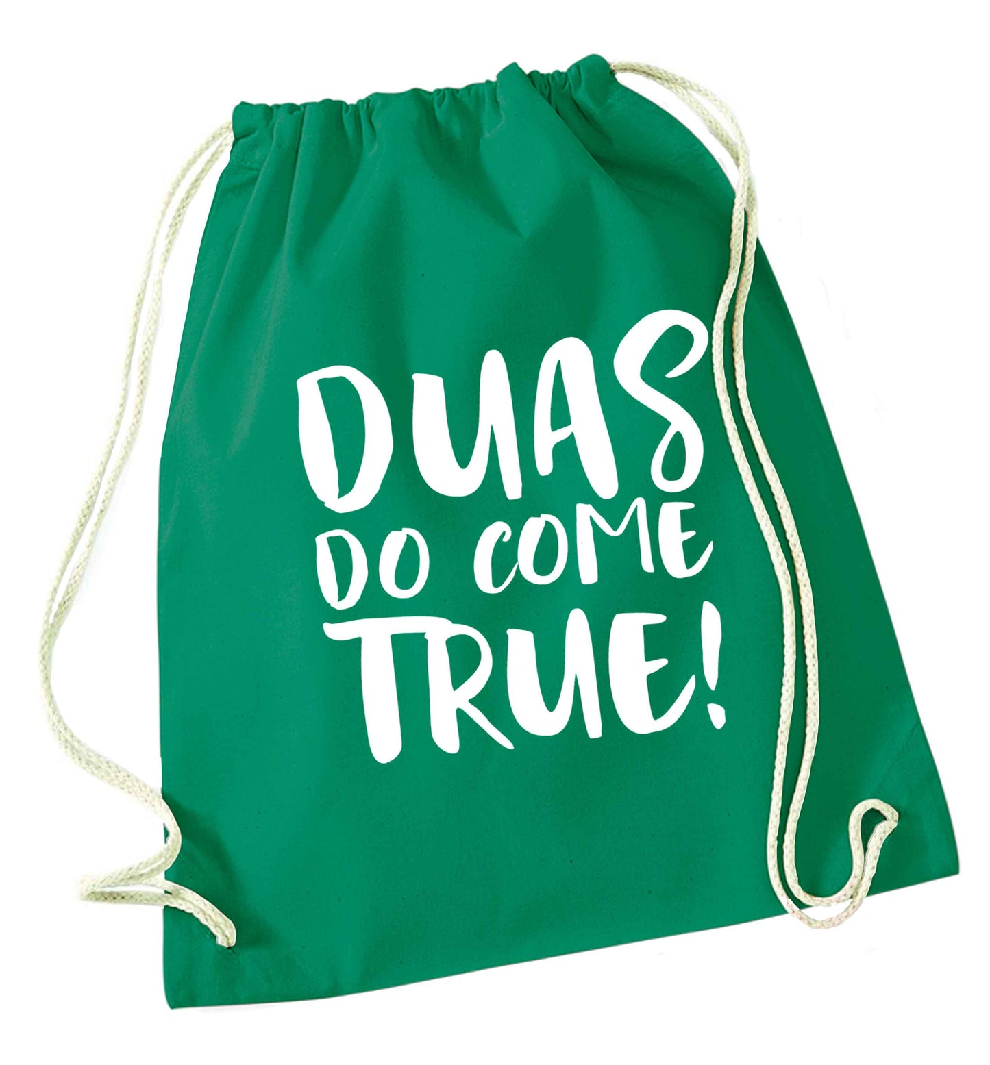 Duas do come true green drawstring bag