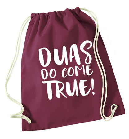 Duas do come true maroon drawstring bag