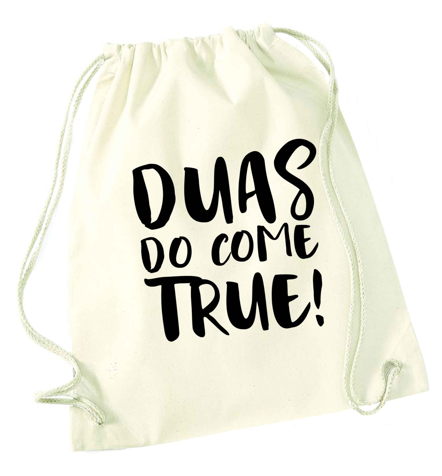 Duas do come true natural drawstring bag