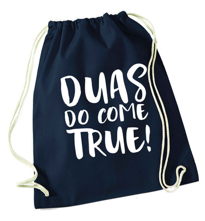 Duas do come true navy drawstring bag