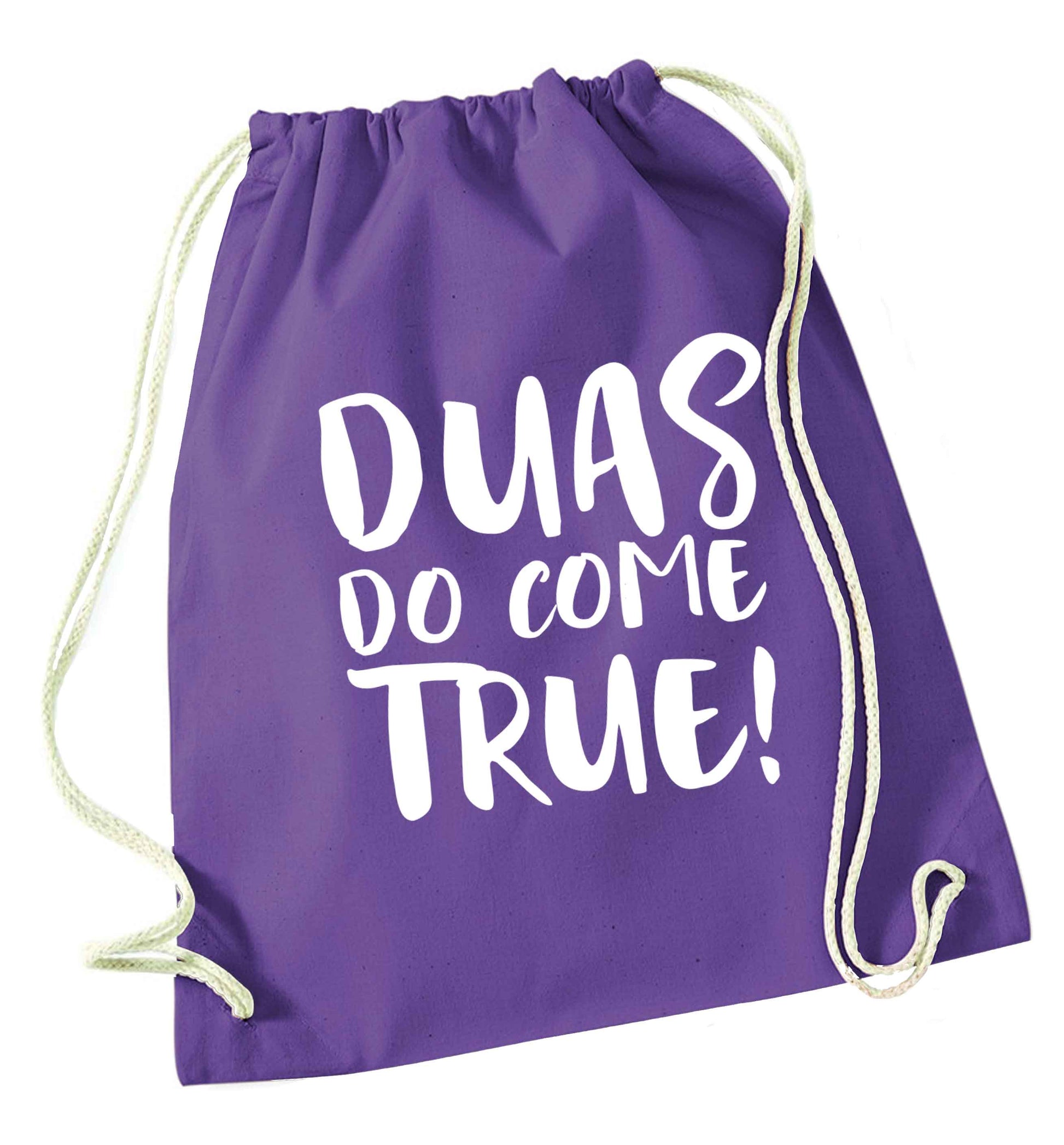 Duas do come true purple drawstring bag