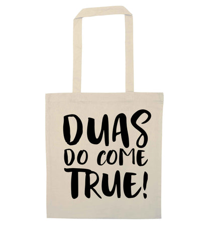 Duas do come true natural tote bag