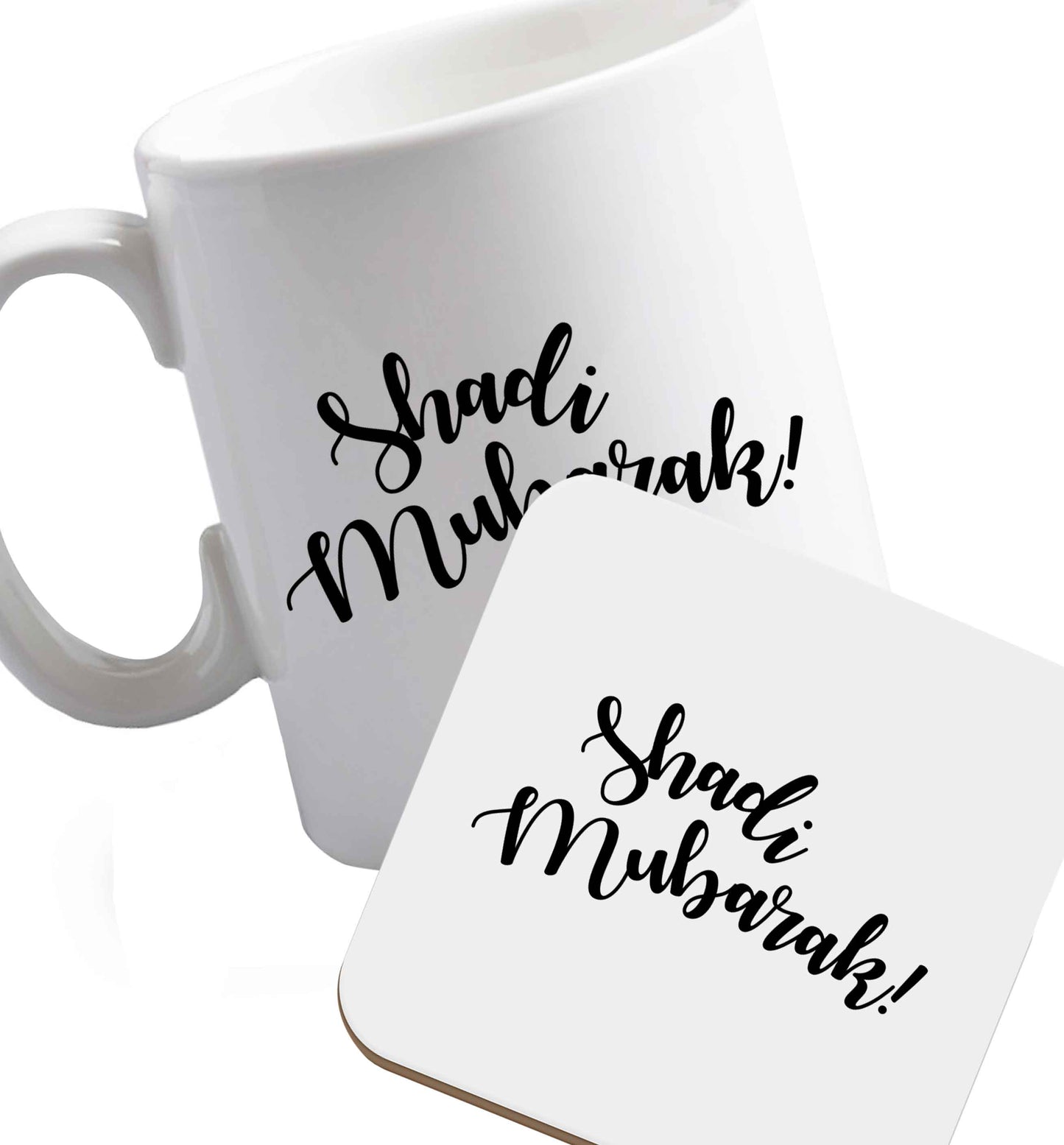 10 oz Favourite Type Pan Pancake ceramic mug and coaster set right handed