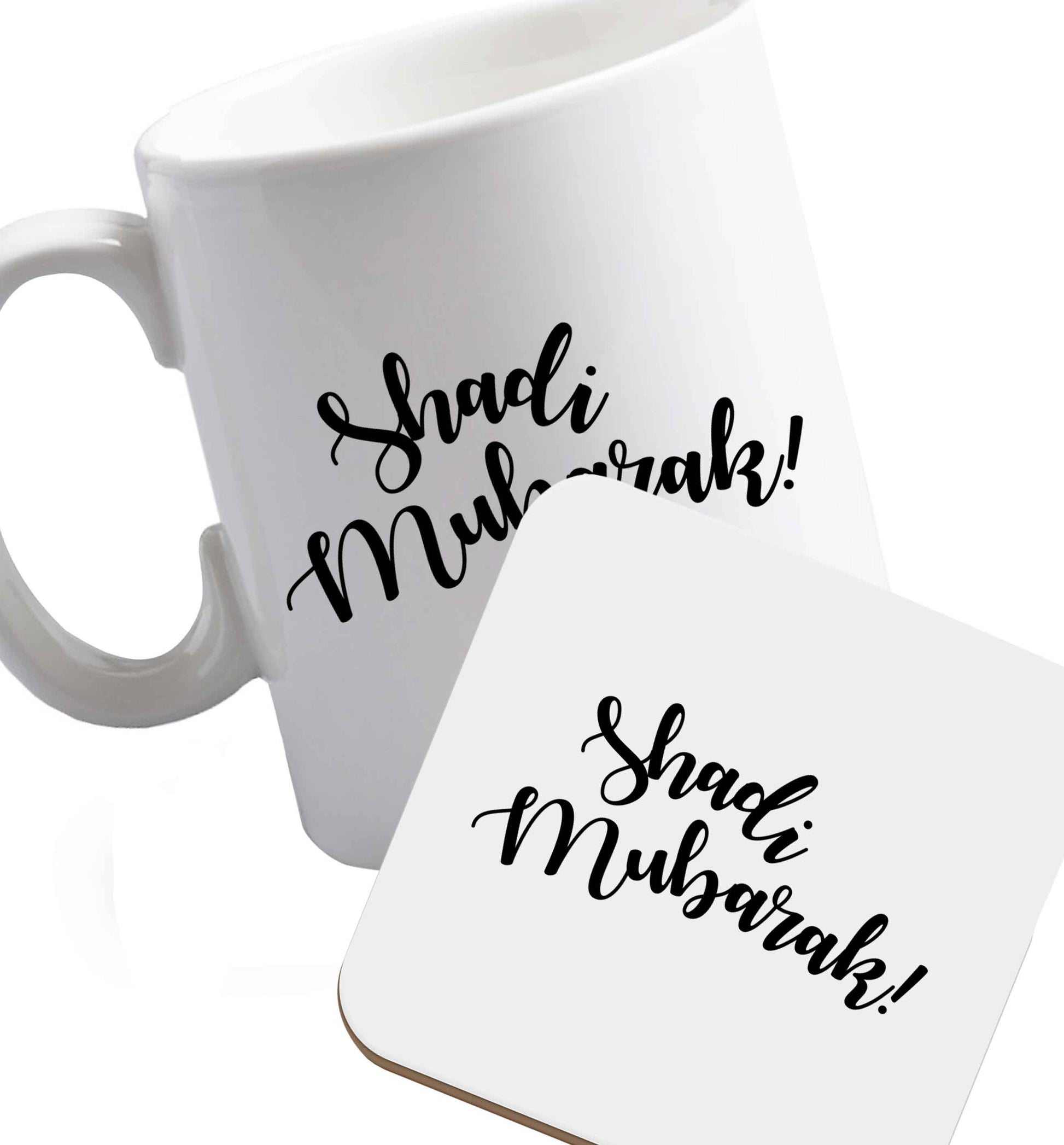 10 oz Favourite Type Pan Pancake ceramic mug and coaster set right handed