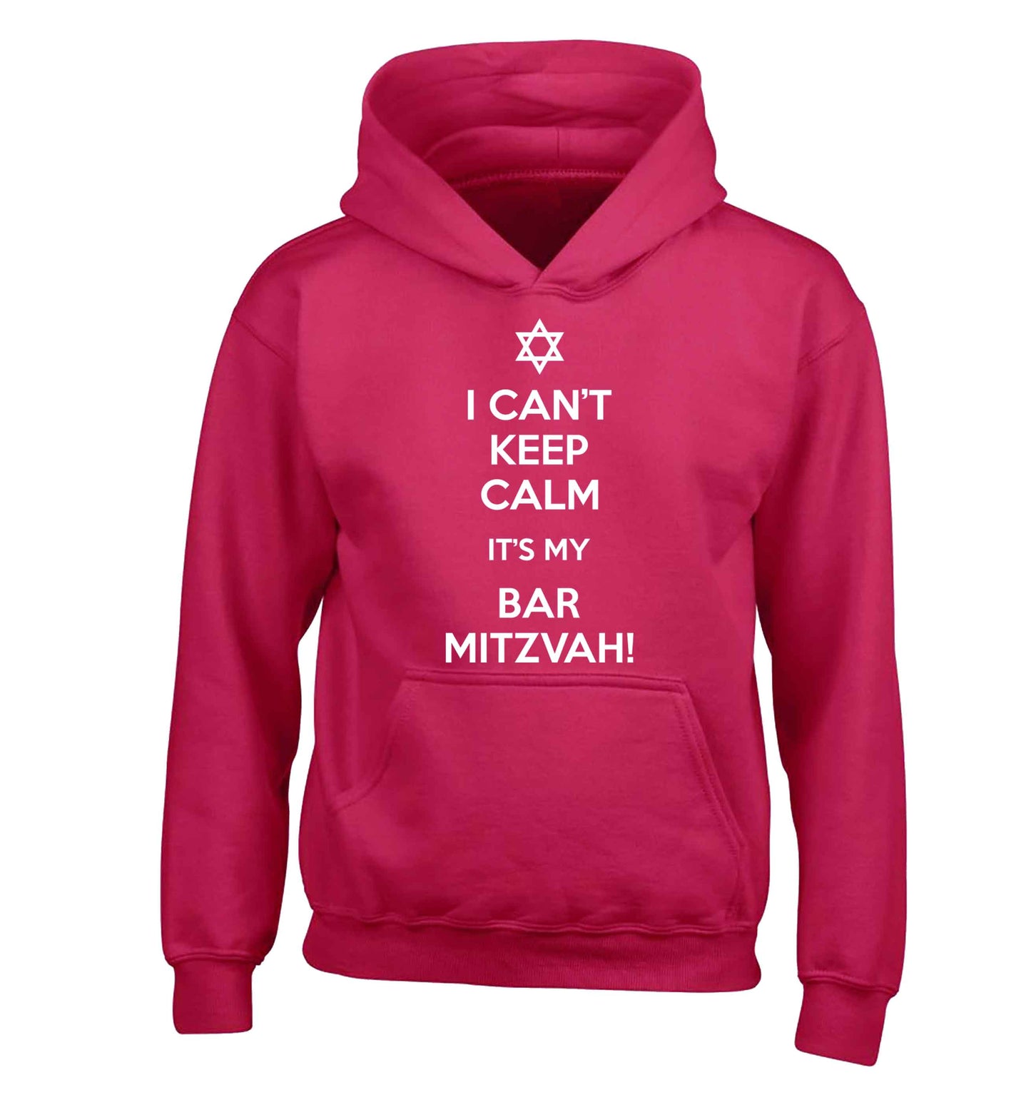 I can't keep calm it's my bar mitzvah! children's pink hoodie 12-13 Years
