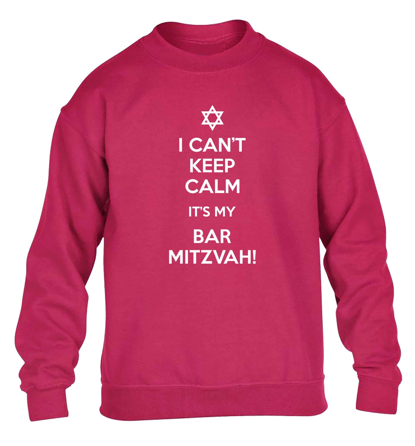 I can't keep calm it's my bar mitzvah! children's pink sweater 12-13 Years