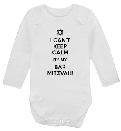 I can't keep calm it's my bar mitzvah! Baby Vest long sleeved white 6-12 months