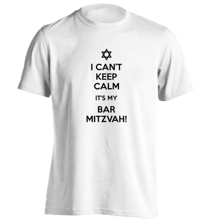 I can't keep calm it's my bar mitzvah! adults unisex white Tshirt 2XL