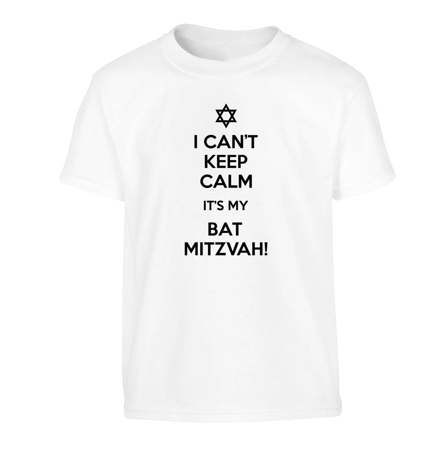 I can't keep calm it's my bat mitzvah! Children's white Tshirt 12-13 Years