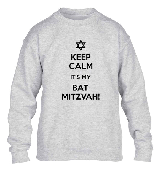 Keep calm it's my bat mitzvah! children's grey sweater 12-13 Years