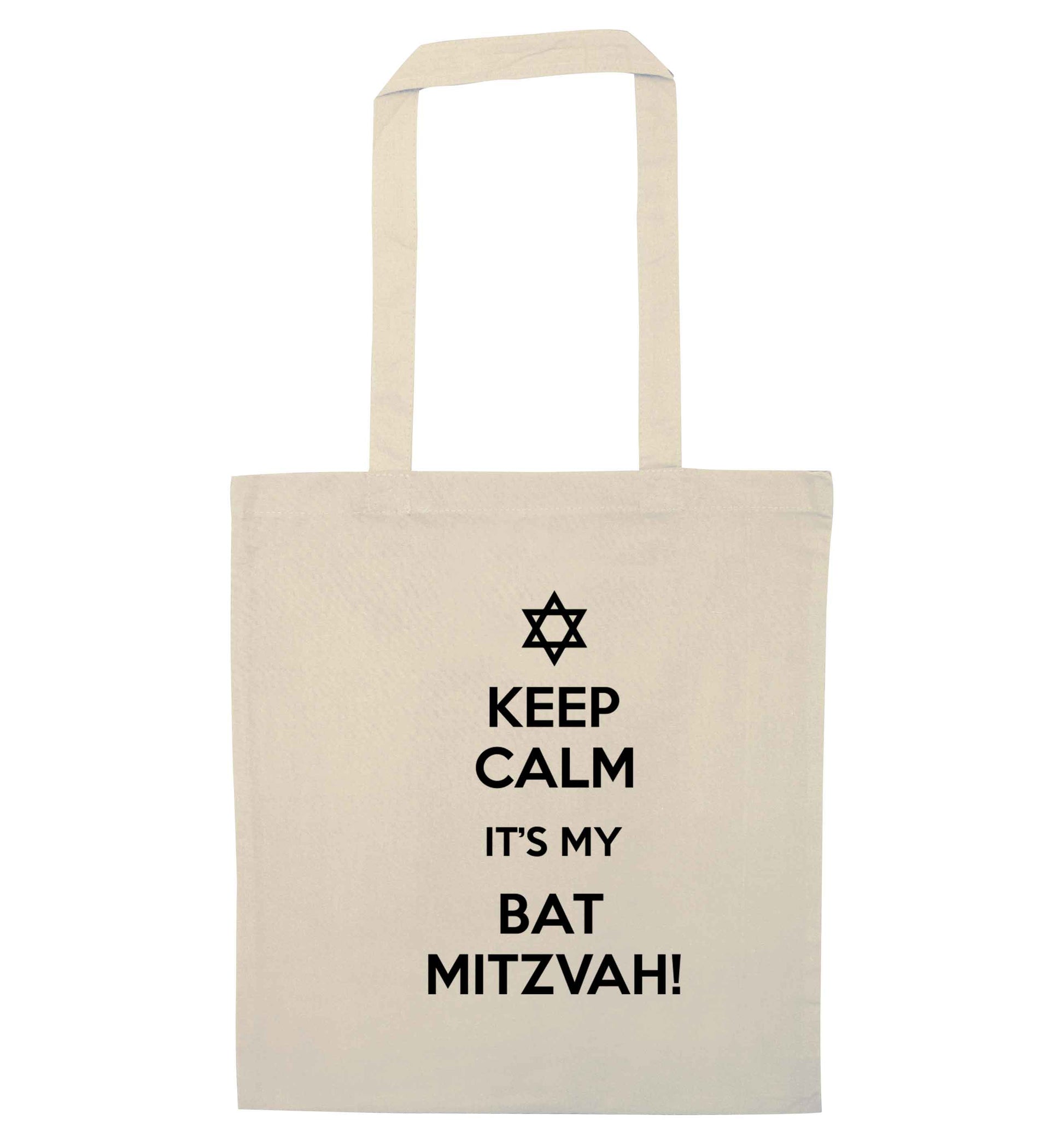 Keep calm it's my bat mitzvah! natural tote bag