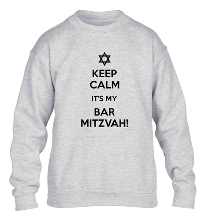 Keep calm it's my bar mitzvah! children's grey sweater 12-13 Years