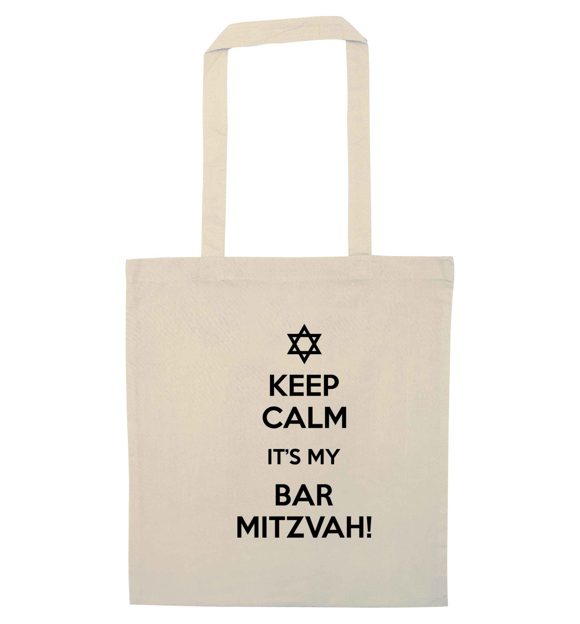 Keep calm it's my bar mitzvah! natural tote bag