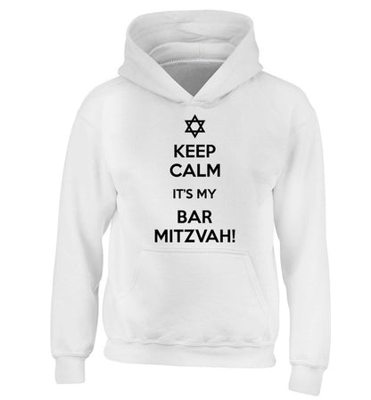 Keep calm it's my bar mitzvah! children's white hoodie 12-13 Years