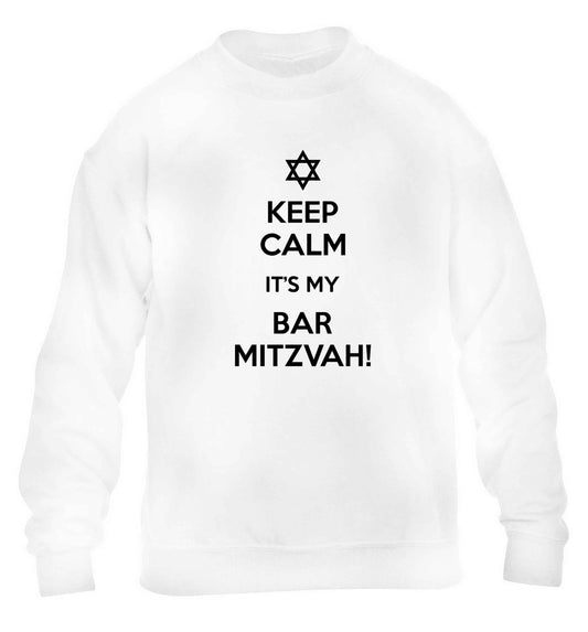 Keep calm it's my bar mitzvah! children's white sweater 12-13 Years