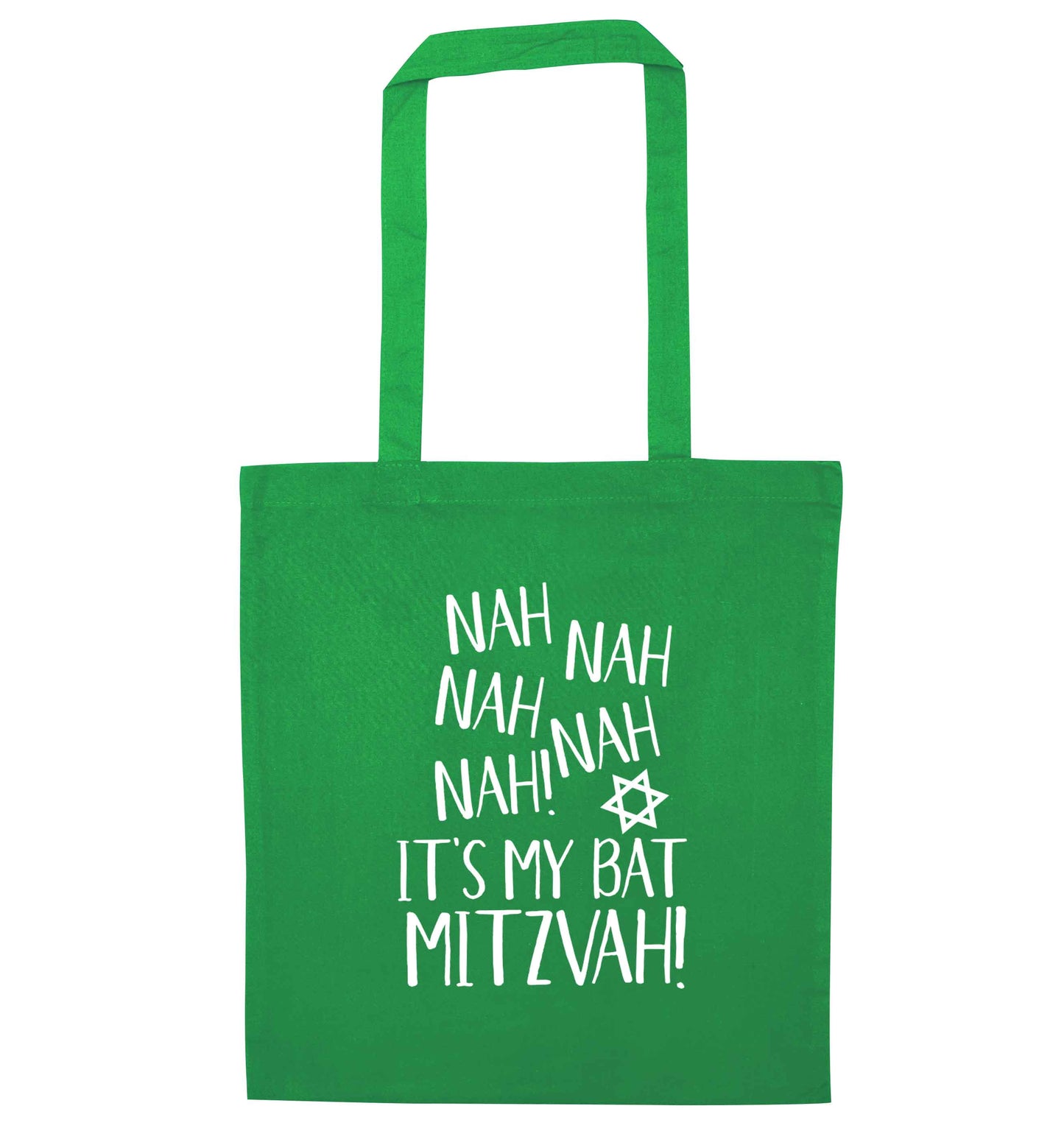Nah nah it's my bat mitzvah! green tote bag