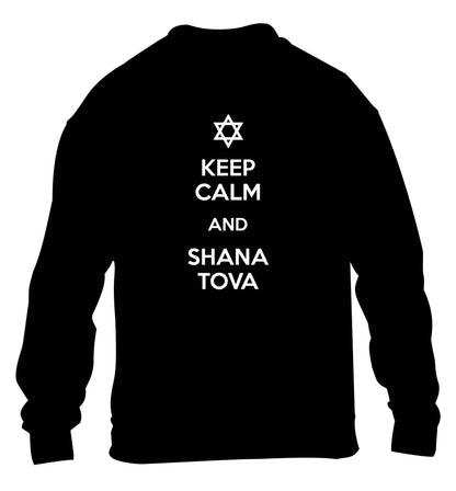 Keep calm and shana tova children's black sweater 12-13 Years