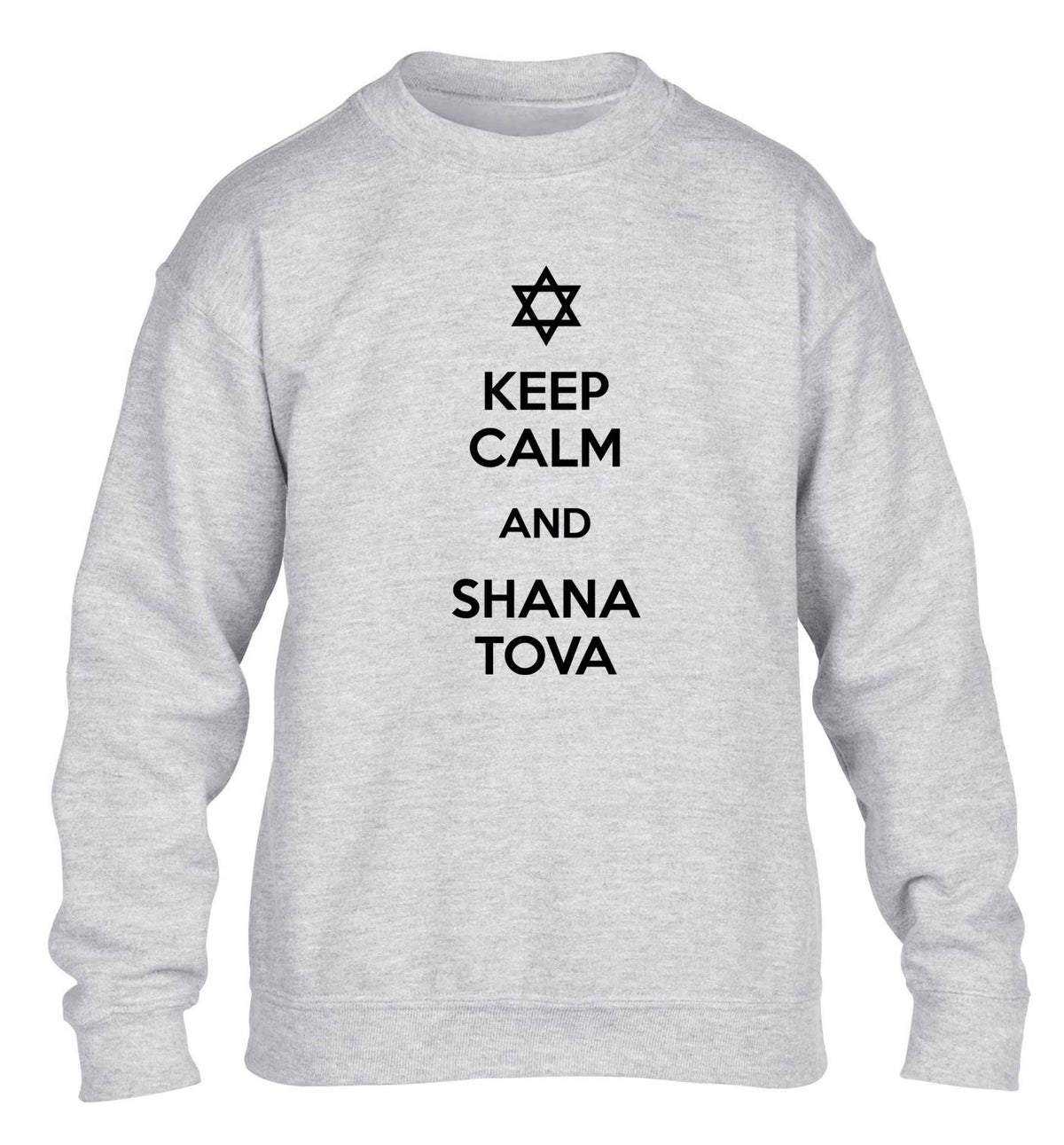 Keep calm and shana tova children's grey sweater 12-13 Years