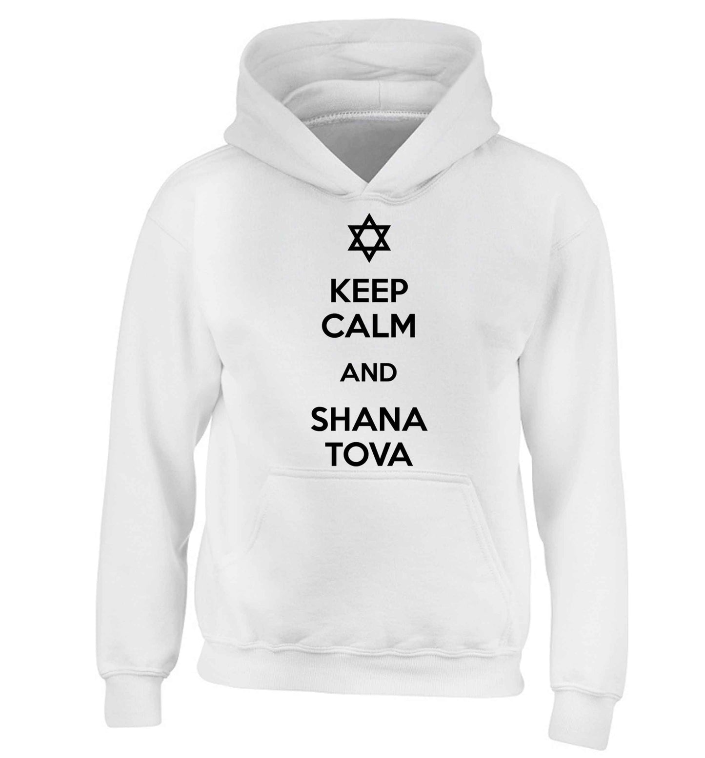 Keep calm and shana tova children's white hoodie 12-13 Years