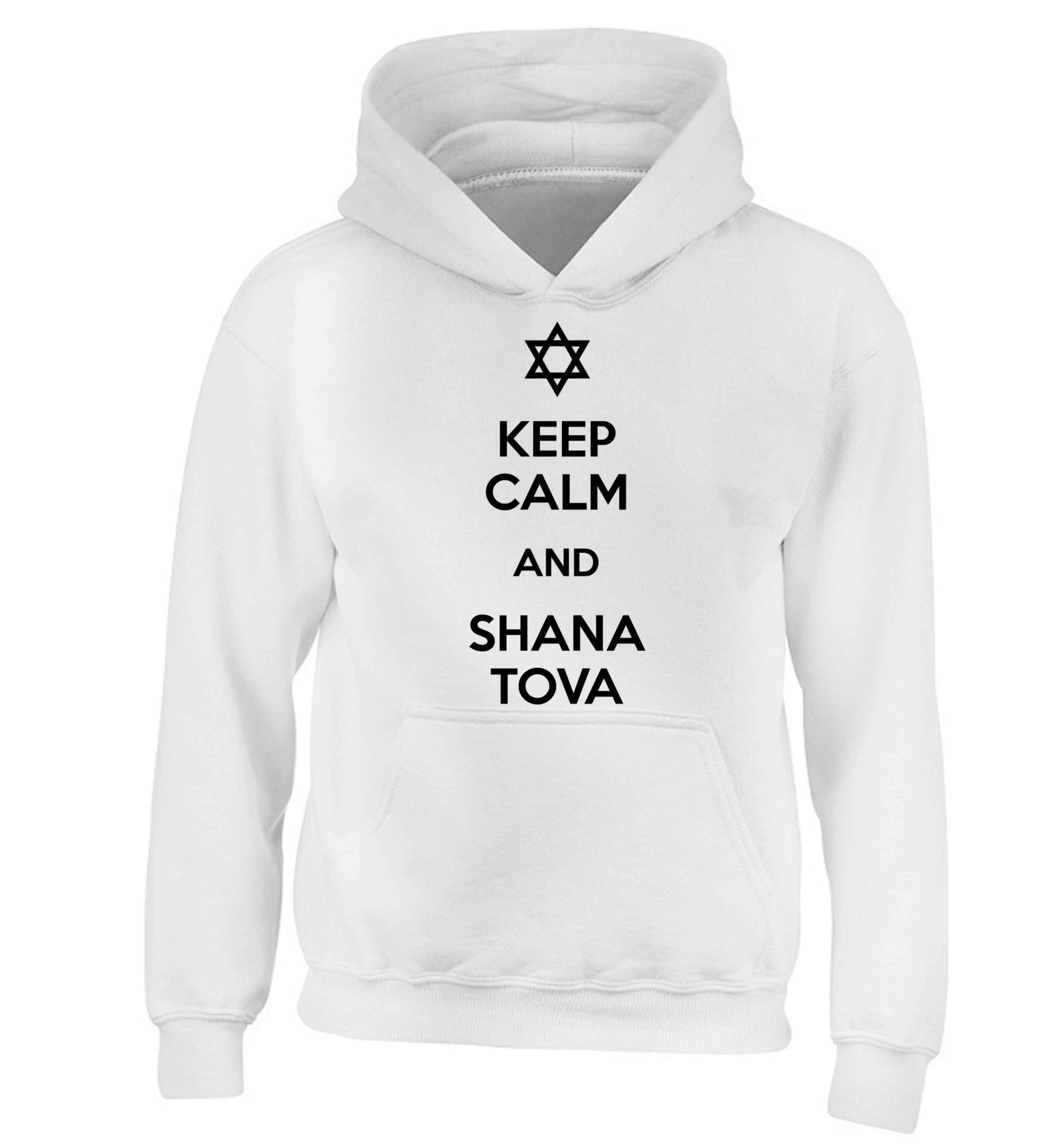 Keep calm and shana tova children's white hoodie 12-13 Years