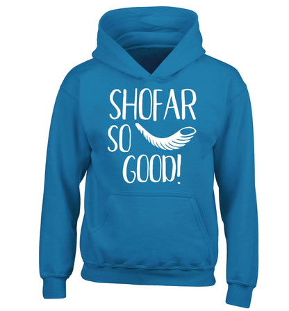 Shofar so good! children's blue hoodie 12-13 Years