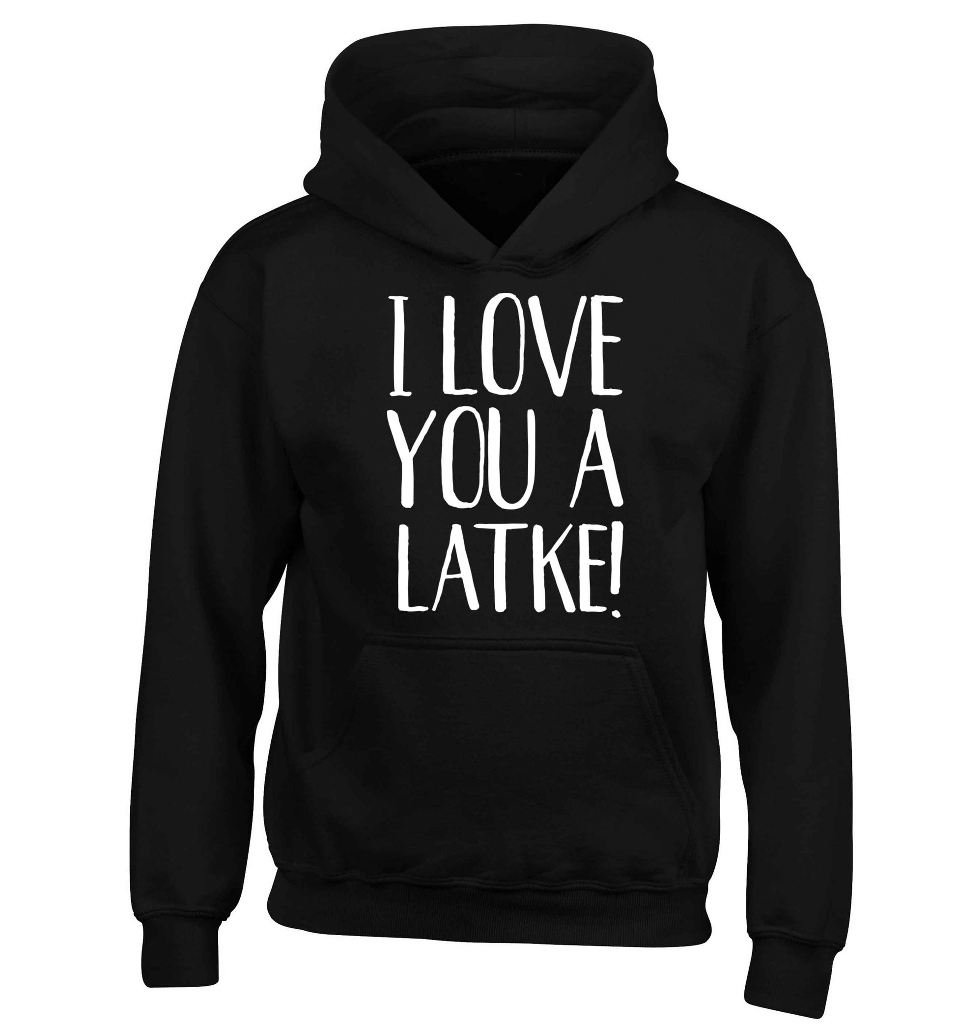 I love you a latke! children's black hoodie 12-13 Years