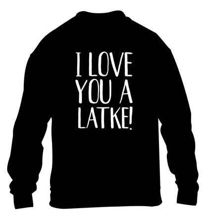 I love you a latke! children's black sweater 12-13 Years