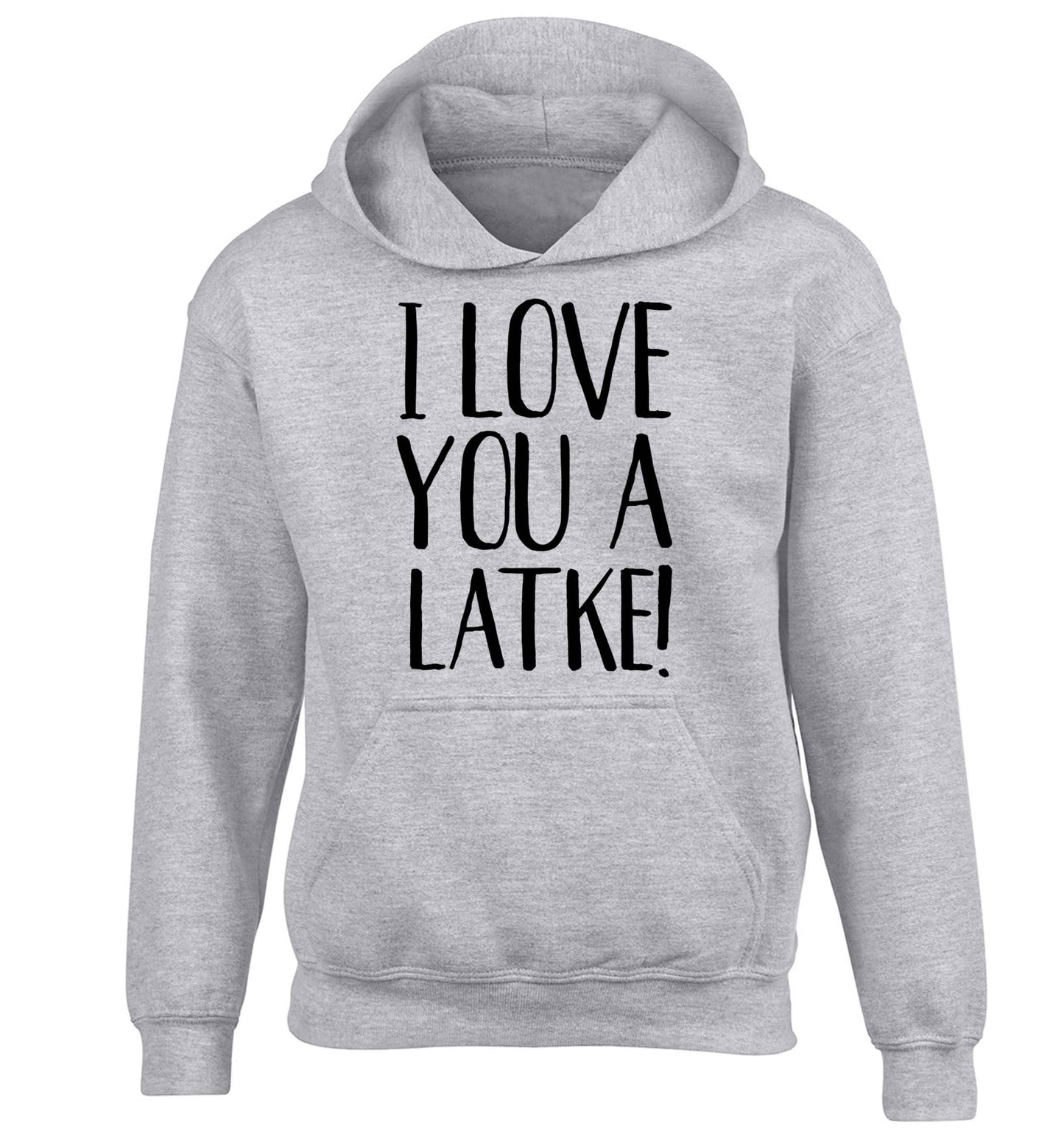 I love you a latke! children's grey hoodie 12-13 Years