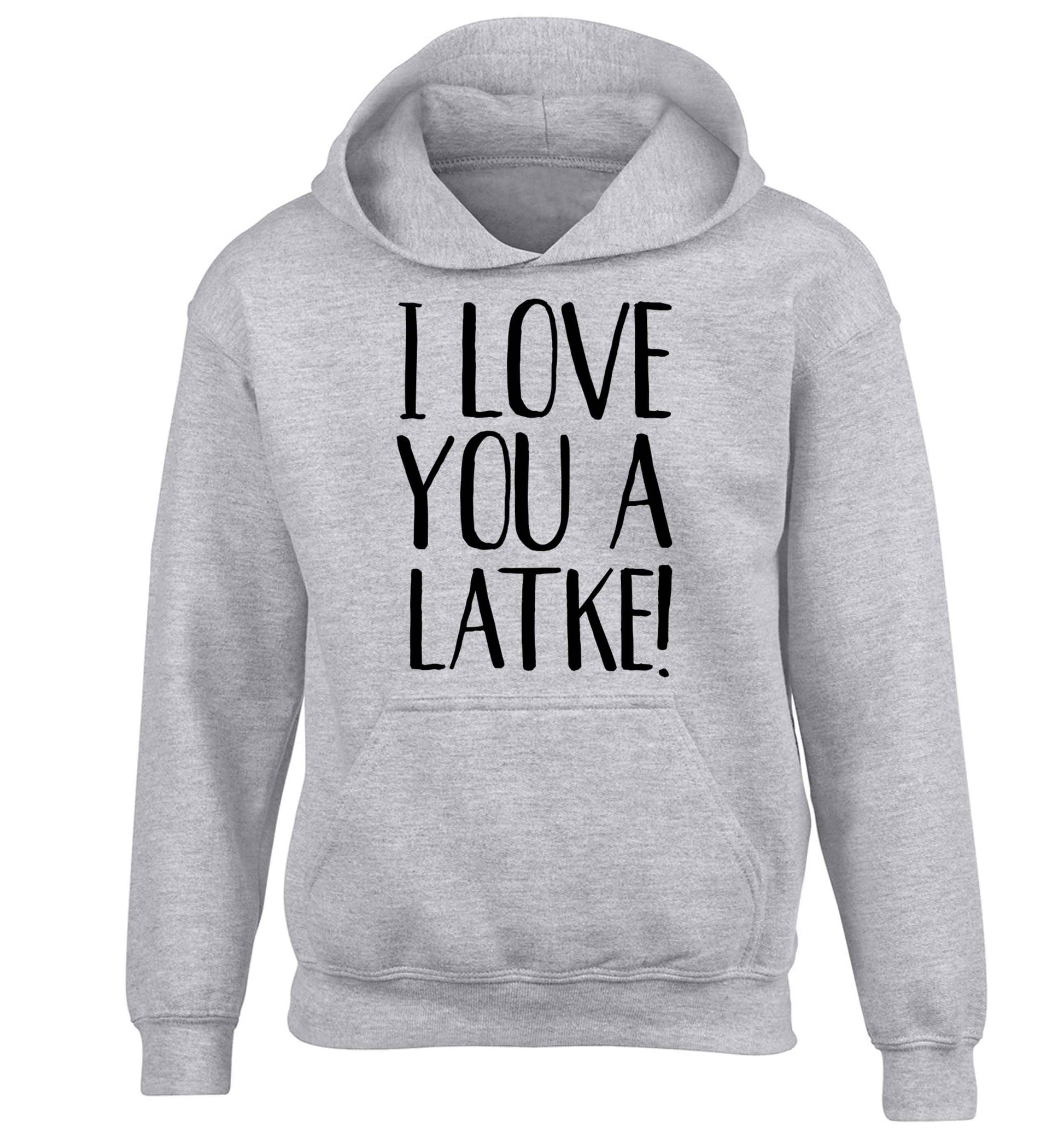 I love you a latke! children's grey hoodie 12-13 Years
