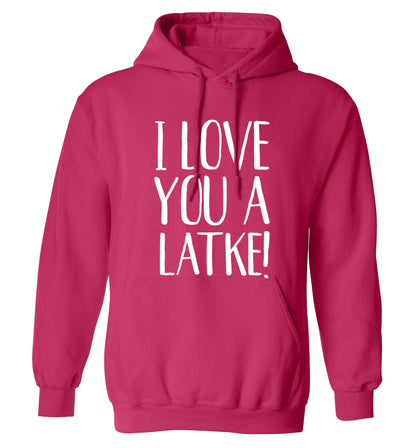 I love you a latke! adults unisex pink hoodie 2XL