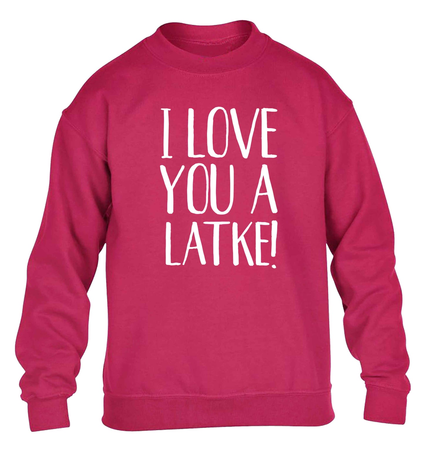 I love you a latke! children's pink sweater 12-13 Years