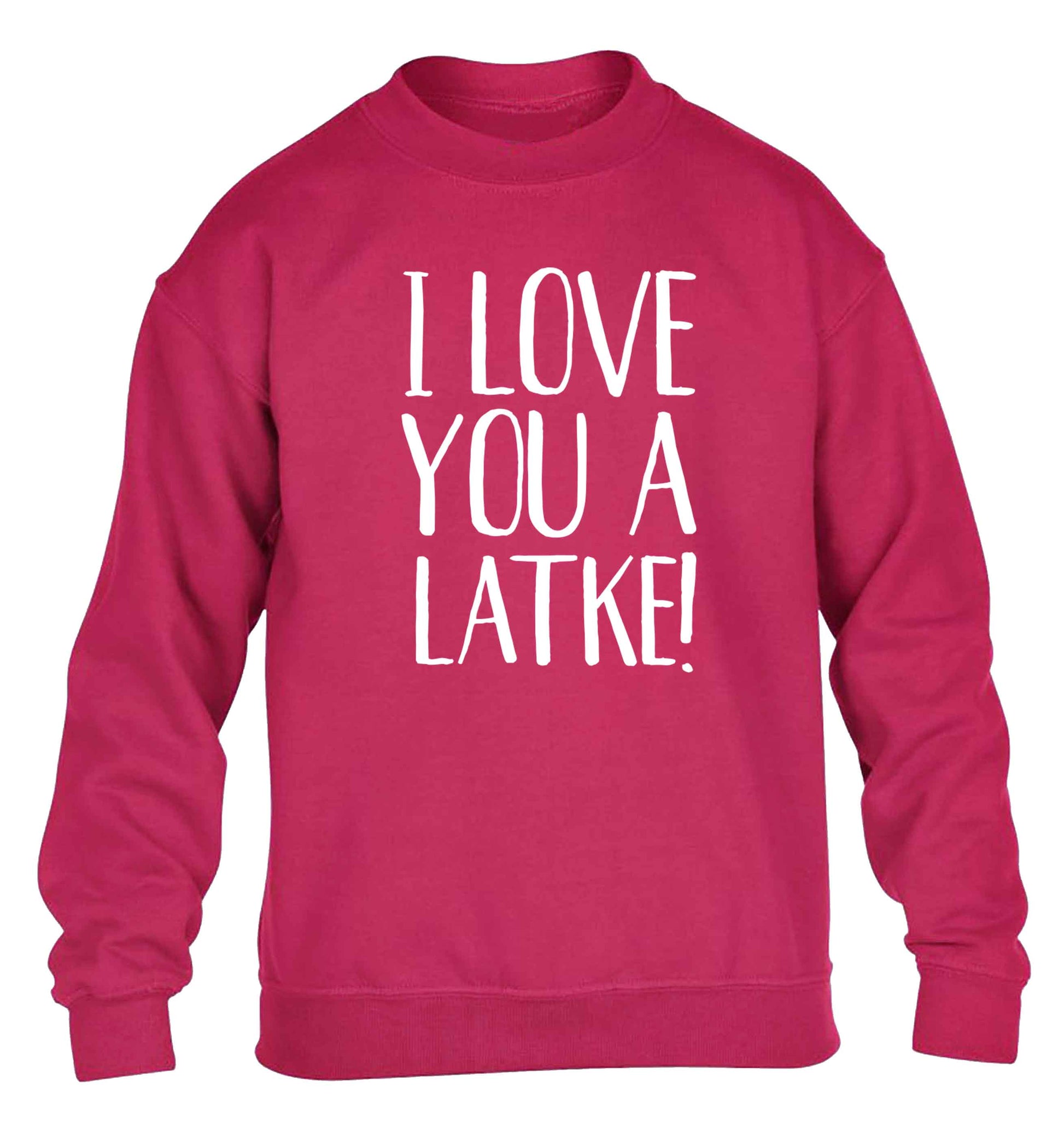 I love you a latke! children's pink sweater 12-13 Years