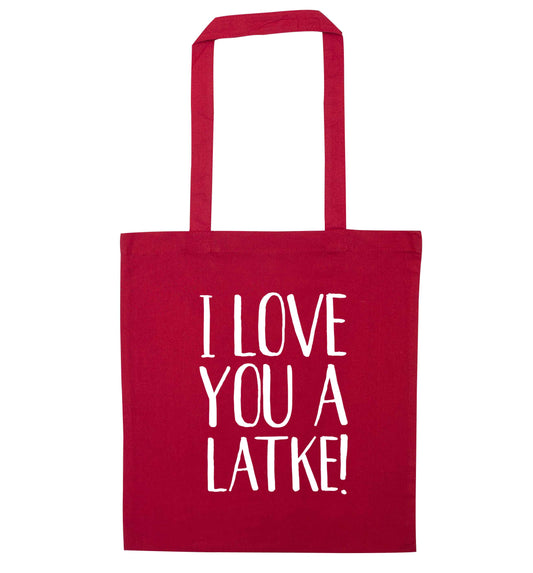 I love you a latke! red tote bag