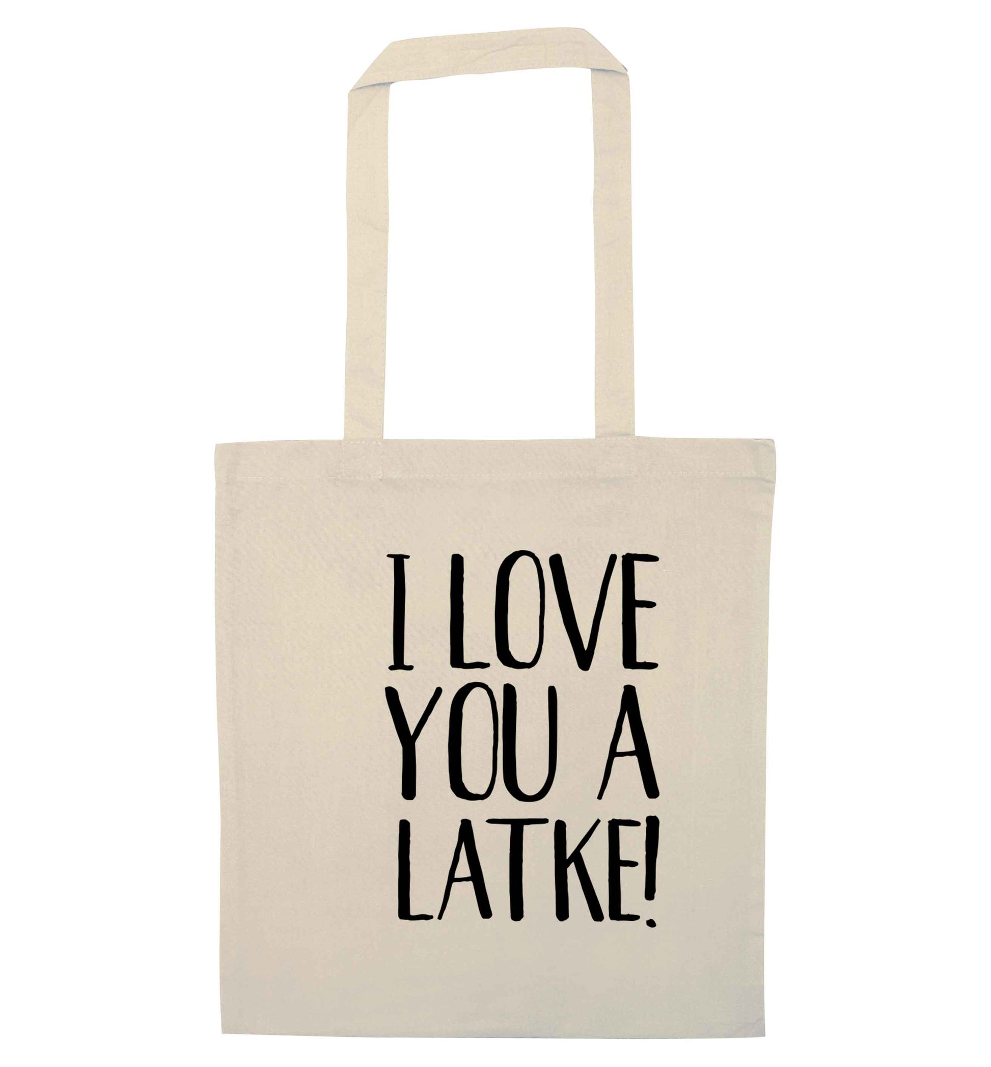 I love you a latke! natural tote bag