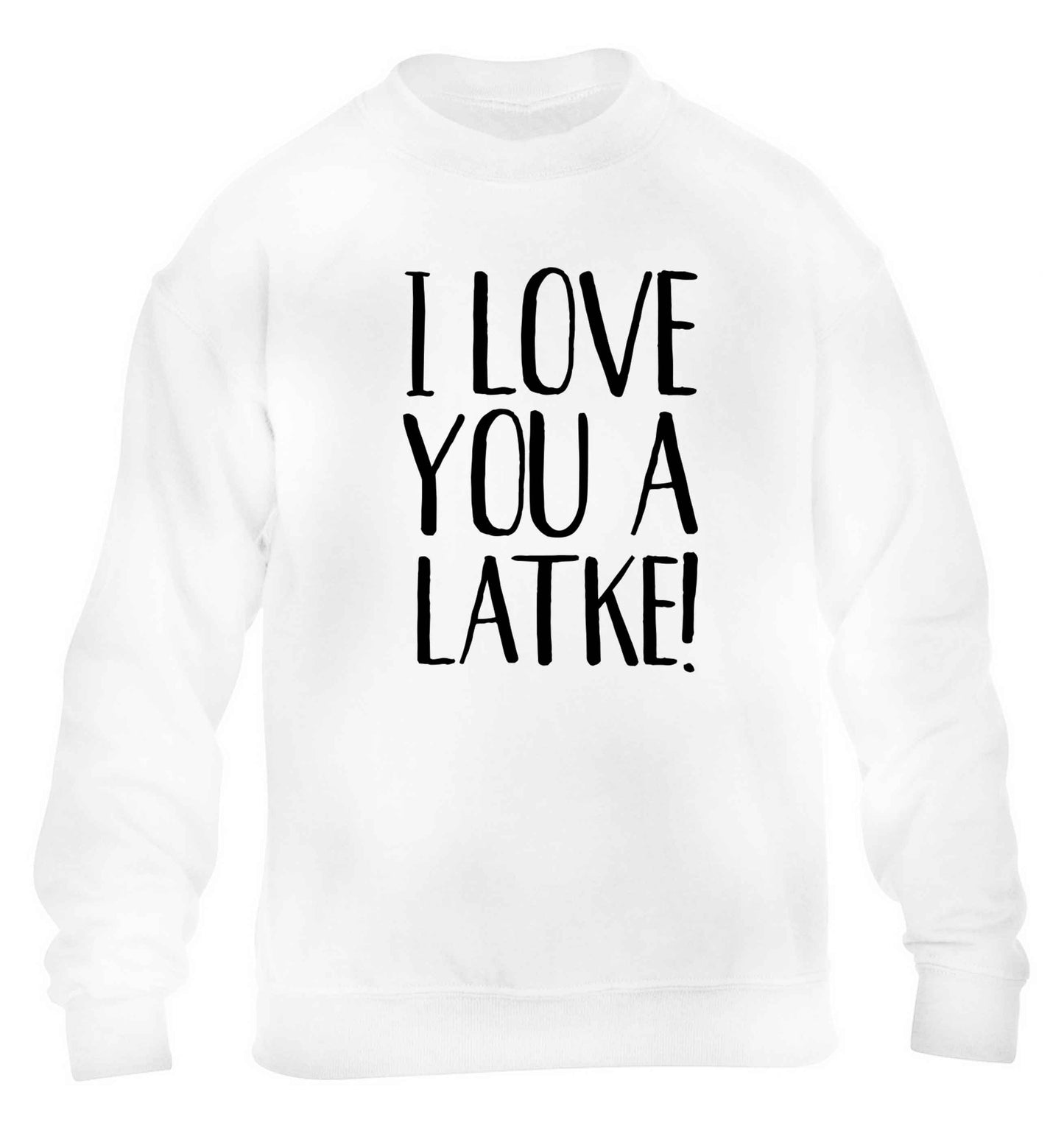 I love you a latke! children's white sweater 12-13 Years