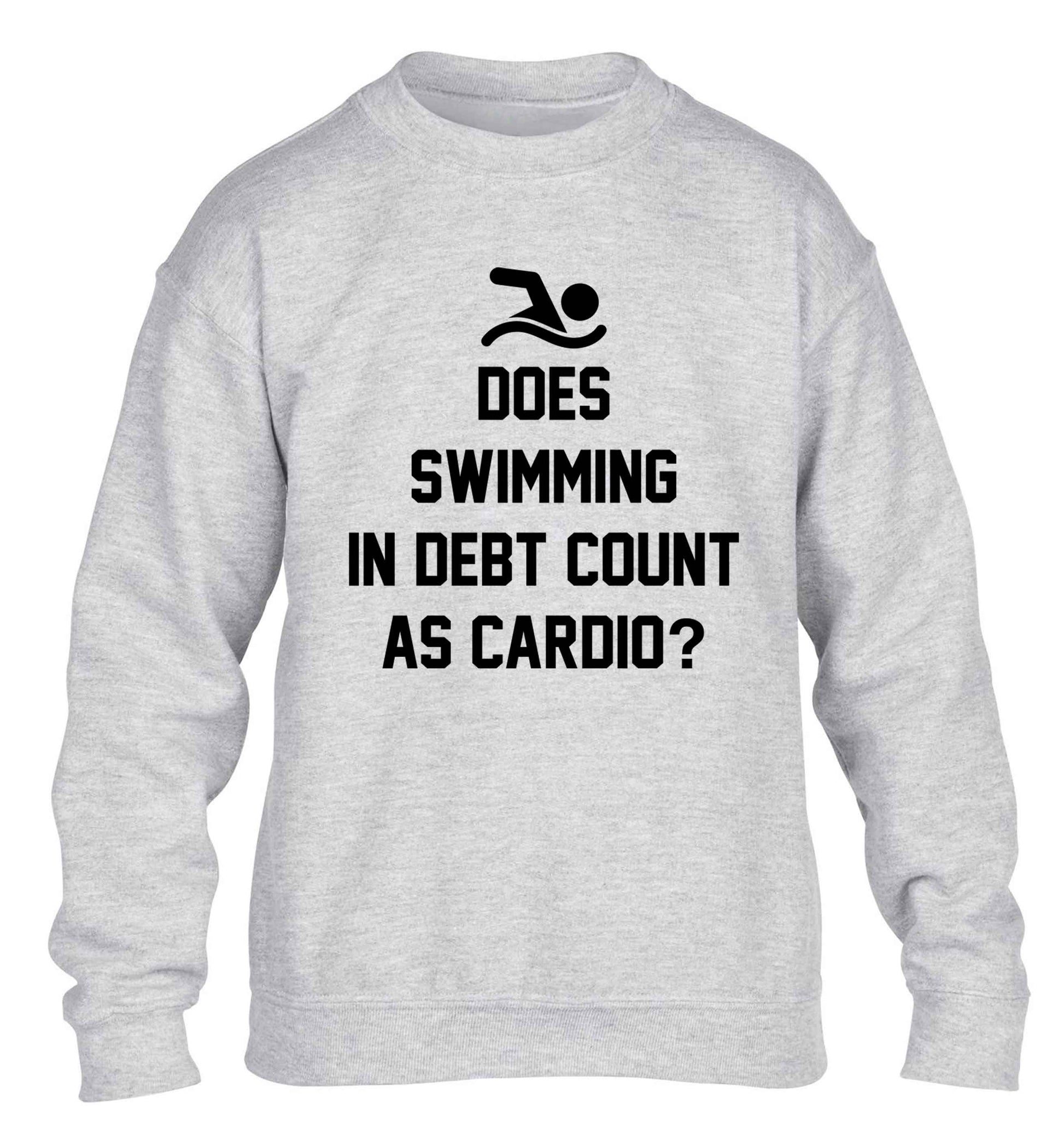 Does swimming in debt count as cardio? children's grey sweater 12-13 Years