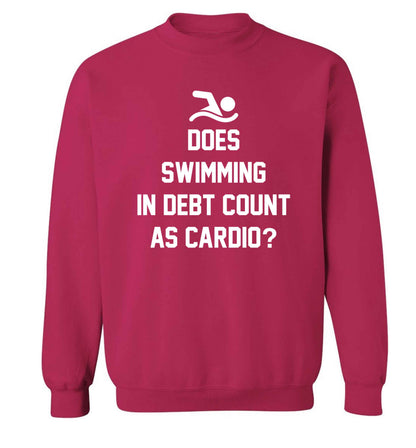 Does swimming in debt count as cardio? Adult's unisex pink Sweater 2XL