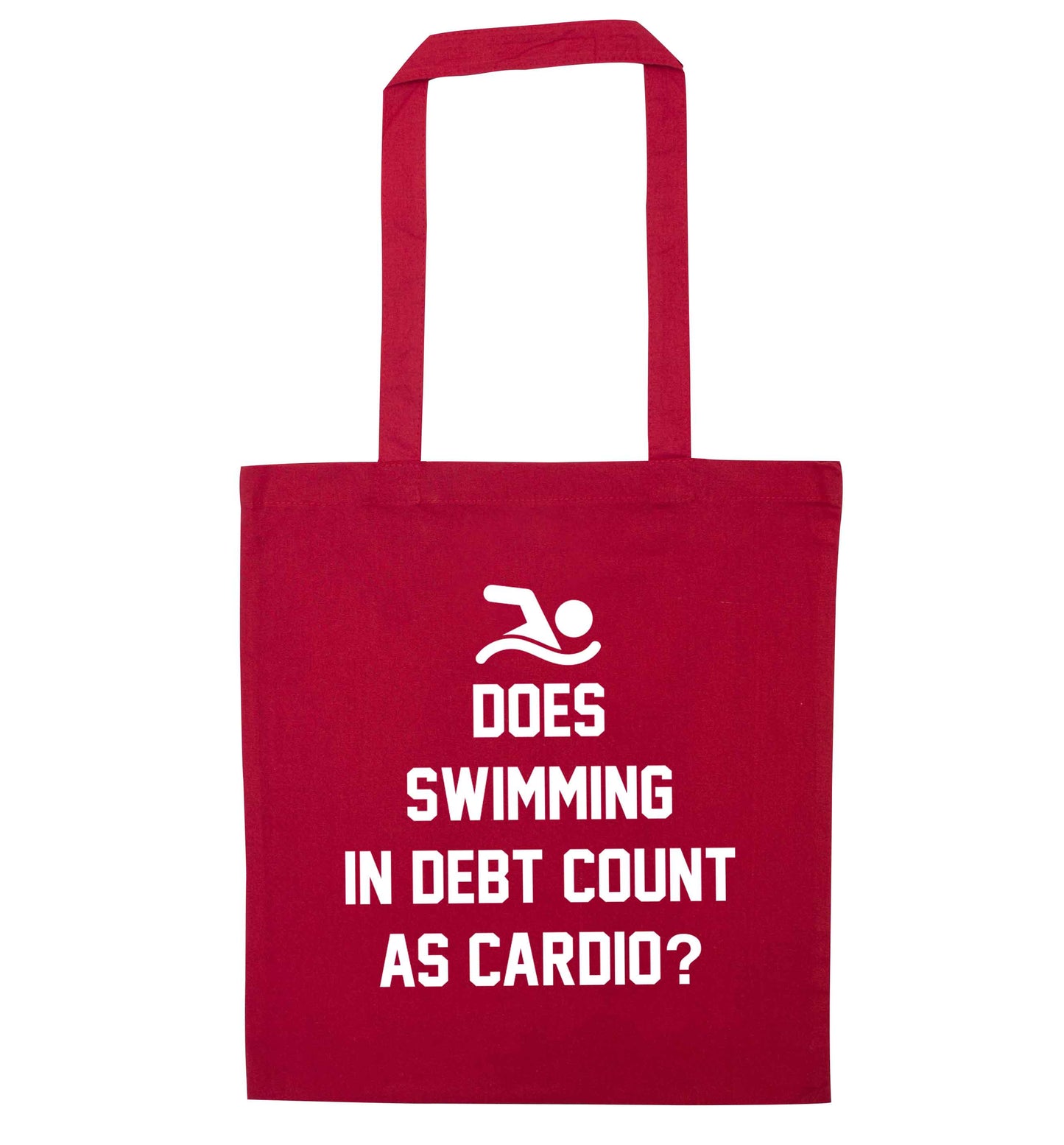 Does swimming in debt count as cardio? red tote bag
