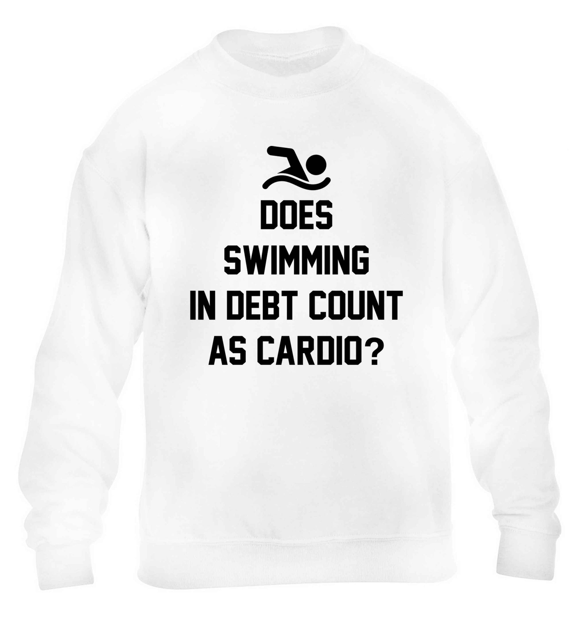 Does swimming in debt count as cardio? children's white sweater 12-13 Years