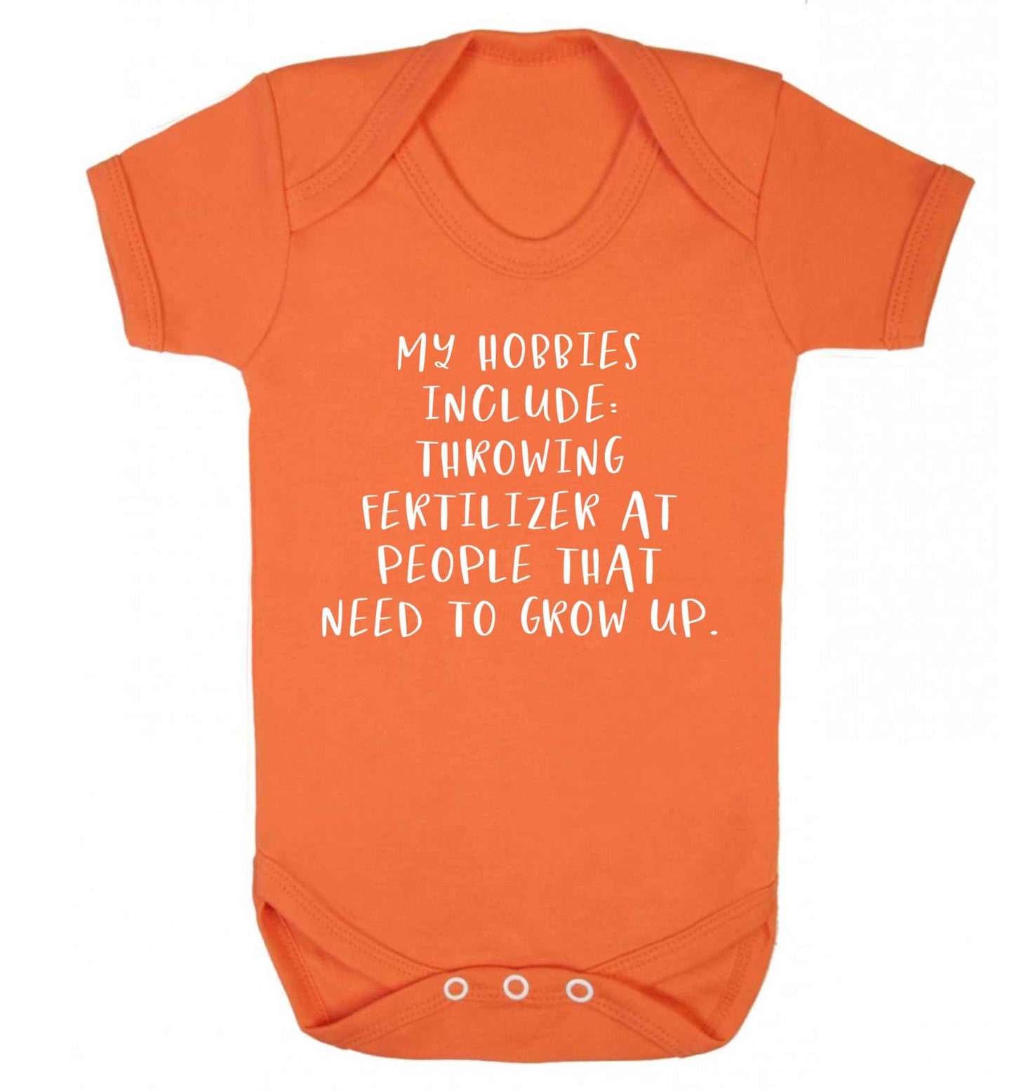 Throwing fertilizer at people that need to grow up Baby Vest orange 18-24 months